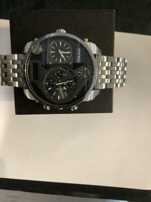 Men's Diesel Bar Date Time Stop Watch Black Face, Solid - Main Image