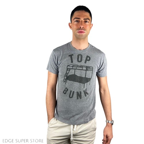 Look Human Top Bunk dunkelgrau Gay Grafikdruck Kurzarm Shirt Gr. Small