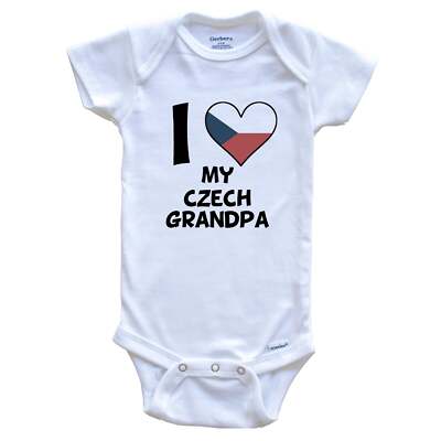 I Heart My Czech Grandpa Czech Republic Flag One Piece Baby Bodysuit