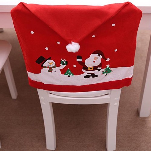 Christmas Old Man Snowman Chair Cover Red Printing Chair Cover Stool