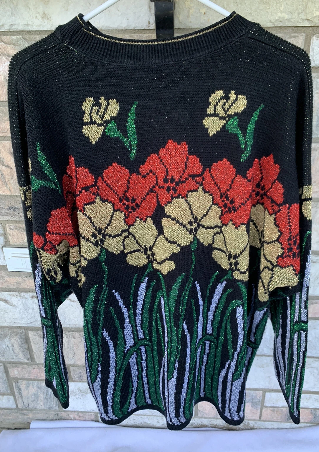 Nutcracker Ugly Christmas Sweater Floral Womens Plus size 2x Sparkly Lurex