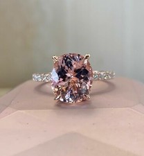 2.50Ct Oval Cut Lab Created Morganite Solitaire Engagement Ring 14K Rose Plated
