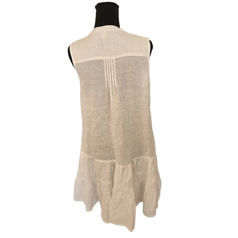 Платье Magaschoni женское без рукавов льняное на пуговицах белое размер маленький миниатюрное - Изображение 4 из 4