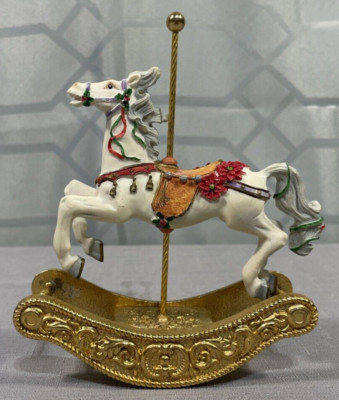 Giftec Christmas Rocking Carousel Horse 5.75'' Resin Figurine w/Metal Base [1991]