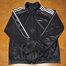 Vintage Adidas Jacket Mens Medium Black Track Full Zip Striped Originals