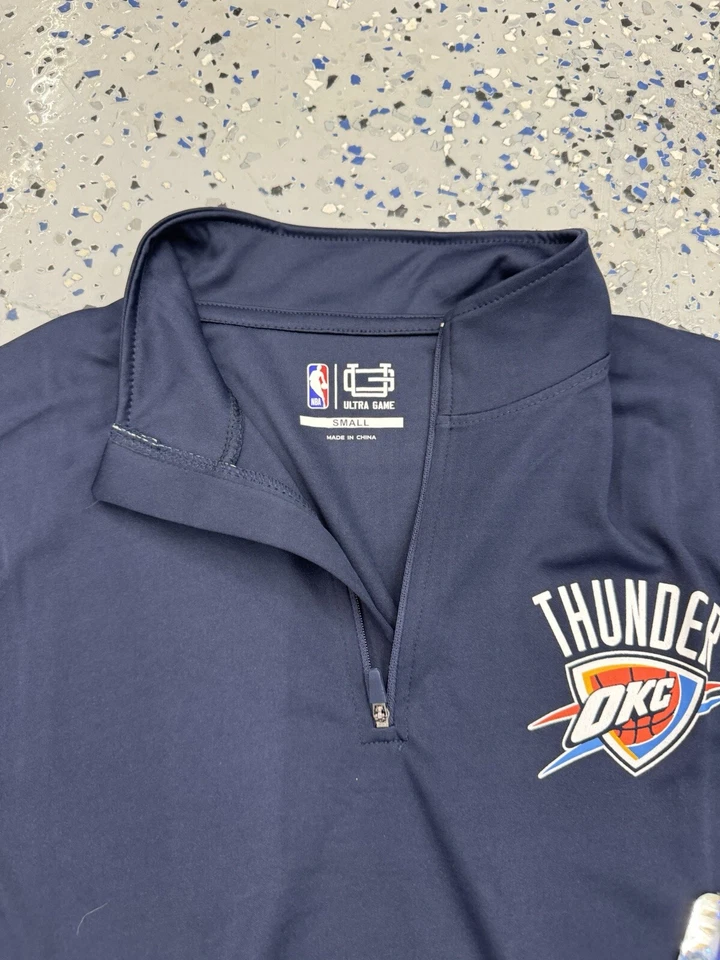 New NWT OKC Ultra Game Oklahoma City Thunder 1/4 Zip Size Small Pullover Blue - Image 3 of 3