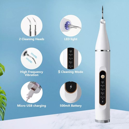 Tooth Cleaner Electric Ultrasonic Teeth Plaque dental Calculus Stain Remover Kit - Picture 14 of 23