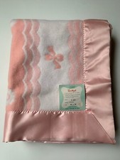 Vintage Beacon Baby Blanket Sanitized Thermal with Satin Trim 364x50 Made in USA