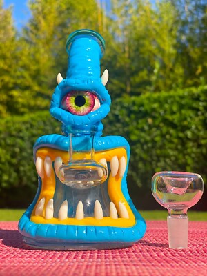 Monster Design 7'' Hookah Glass Water Pipe Bong Bubbler W/ Percolator Recycler