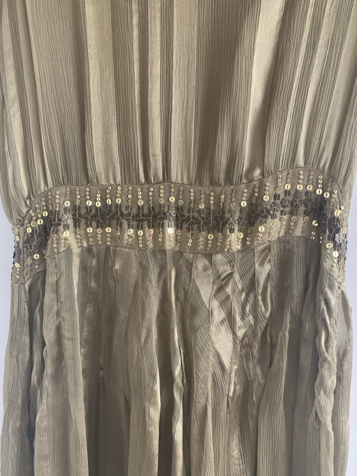 Massimo Dutti Gold Dress with sequin belt Size 8 image 2