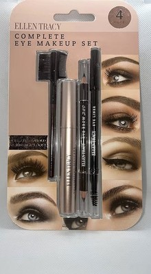 Ellen Tracy Complete Eye Makeup Set Of 4  Mascara Eyebrow Pencil Eyeliner Brush