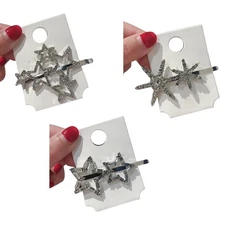 Rhinestone Star Barrettes Bangs Clip Hollow Star Hair Clip Crystal Star Hair Pin