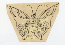 original antique stella grassman waters tattooed woman tattoo flash cut 3x4