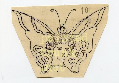 original antique stella grassman waters tattooed woman tattoo flash cut 3x4