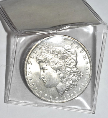 ONE (1) US MORGAN DOLLAR (1885-O) GEM Brilliant Uncirculated, Sealed Plastic 3
