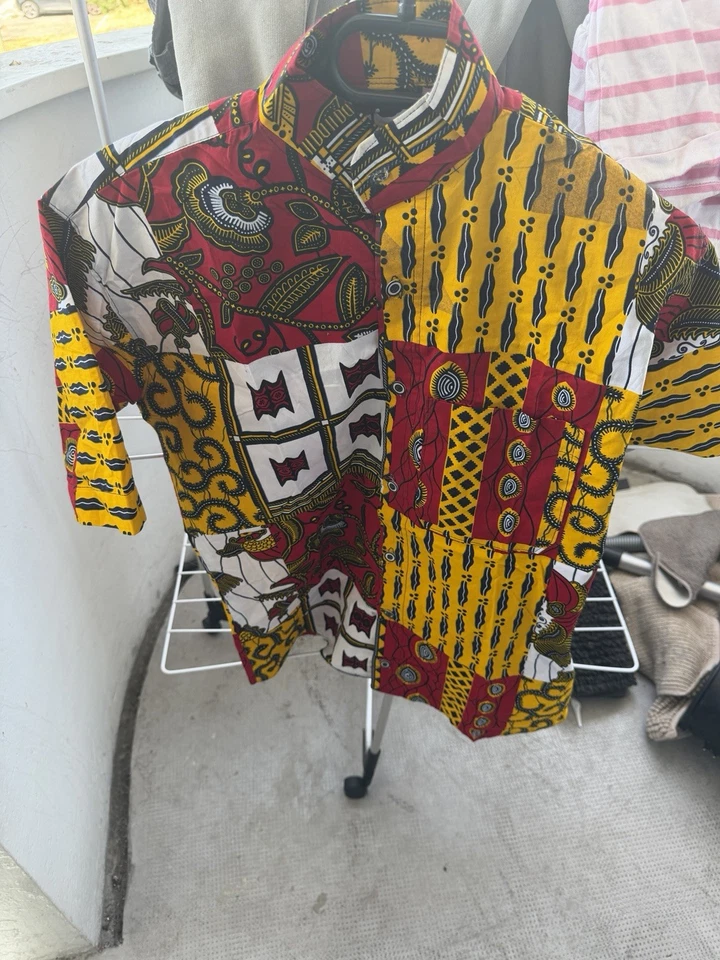 Chemise homme M manches courtes multicolore motif abstrait col boutonné poche - Photo 1/1