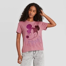 Disney Mickey Legend Short Sleeve Graphic T-Shirt Mauve Pink Women’s Small