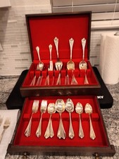 William Roger’s Vintage 53 Piece Silver Plated Flatware Set In Box