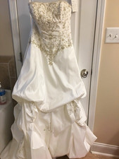White Strapless Beaded Embroidered Princess Ball Gown Wedding Dress Full-Length
