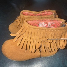 Garanimals Toddler Girls Brown Fringe Suede Look Ankle Boots Dress Shoes