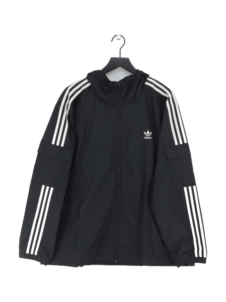Adidas Men's Hoodie XL Black Striped 100% Polyester Full Zip New