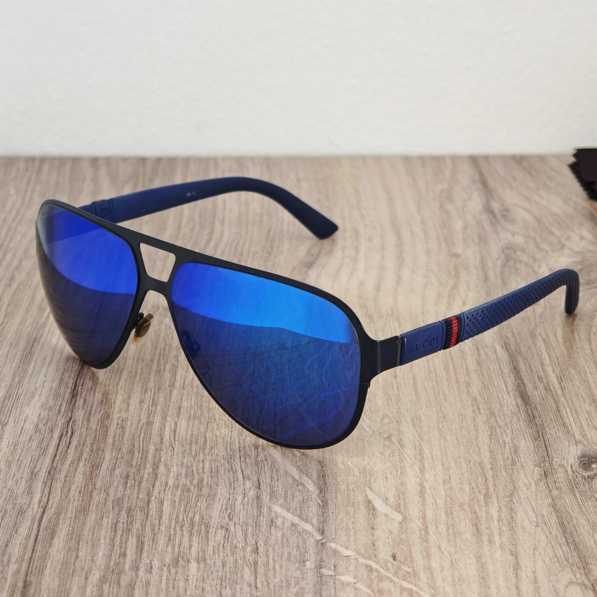 GUCCI GG 2252/S Blue Mirror Aviator Sunglasses Made in Italy