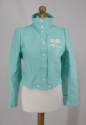 COURREGES WOMENS VINYL JACKET LOGO UK 14 / EU 42 MINT  RRP £857 IB