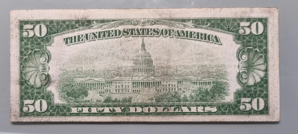 1928 A Fifty Dollar Federal Reserve Note $50 " REDEEMABLE IN GOLD " #96336 - Image 2 of 2