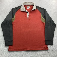 Vintage The Territory Ahead Rugby Polo Shirt Men Medium Orange Long Sleeve Heavy