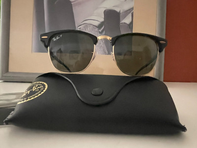 Orig. Ray-Ban CLUBMASTER RB3016 901/58 51_21 145 3P Schwarz Gold POLARIZED Neu
