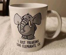 I Just Freaking Love Elephants Okay Mug- Funny Tea Hot Cocoa Coffee Cup