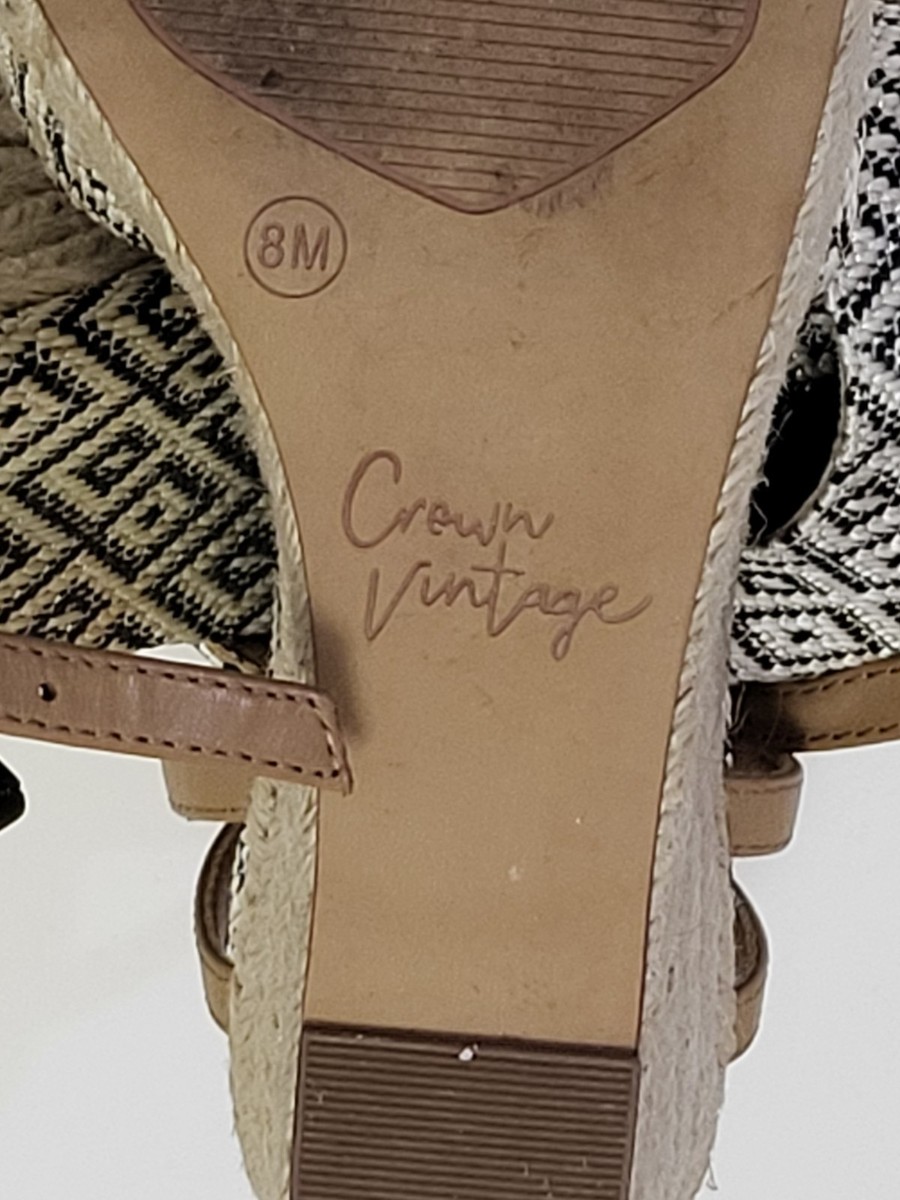 Crown Vintage Womens  Wedge Sandals Beige Pre-owned View 2