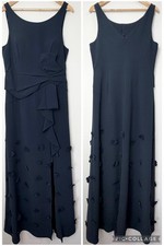 Lotus Threads NYC Formal Gown Navy Blue Floral Appliqué Women’s 14 NWT