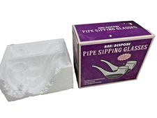 Smoking Pipe Bar Bespoke Set 2 Sipping Glasses Sit Upright Wine Glass Novelty