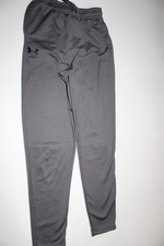 UNDER ARMOUR Boys Athletic Pants Size YXL Fitted Gray Logo Pockets Tie