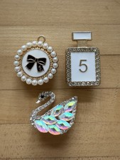 CC No. 5, Jewel, Swan Bling Compatible w/ Croc Shoe Charms Lot Of 3