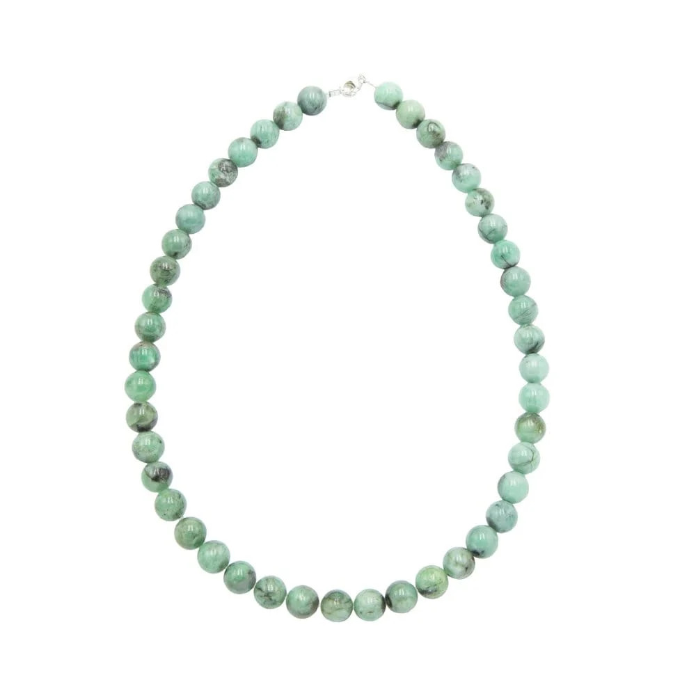 Collier Émeraude véritable pierres boules 10mm collier ras de cou femme vert