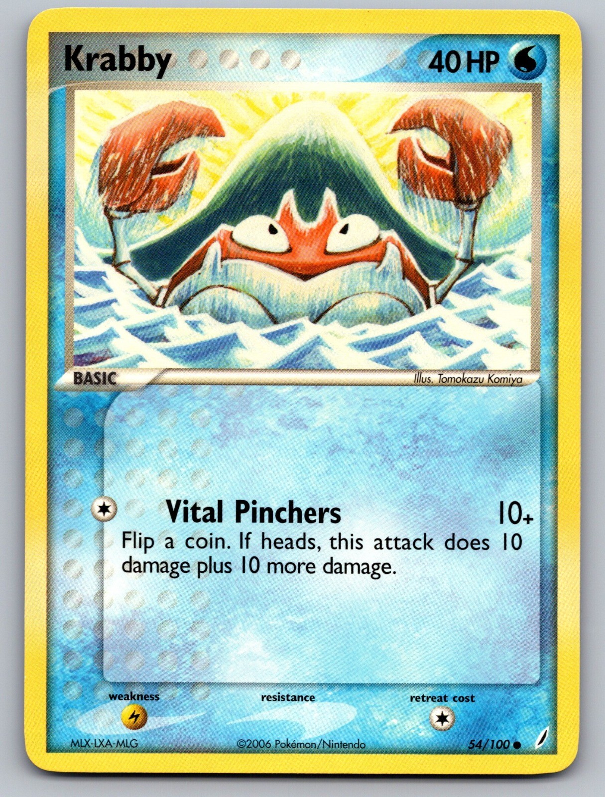 Pokemon TCG Krabby Common EX Crystal Guardians 54/100 NM Tomokazu Komiya