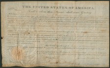 JAMES MONROE - LAND GRANT SIGNED 03/01/1822 CO-SIGNED BY: JOSIAH MEIGS