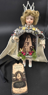 OOAK Victorian Mourning Bride Art Doll Mixed Media Assemblage Gothic Decor 10''