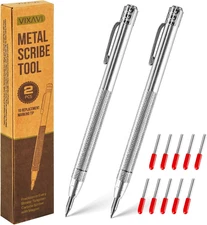 Metal Scribe Tool - Aluminum Scribe with Tungsten Carbide Nib - Works with Wood,