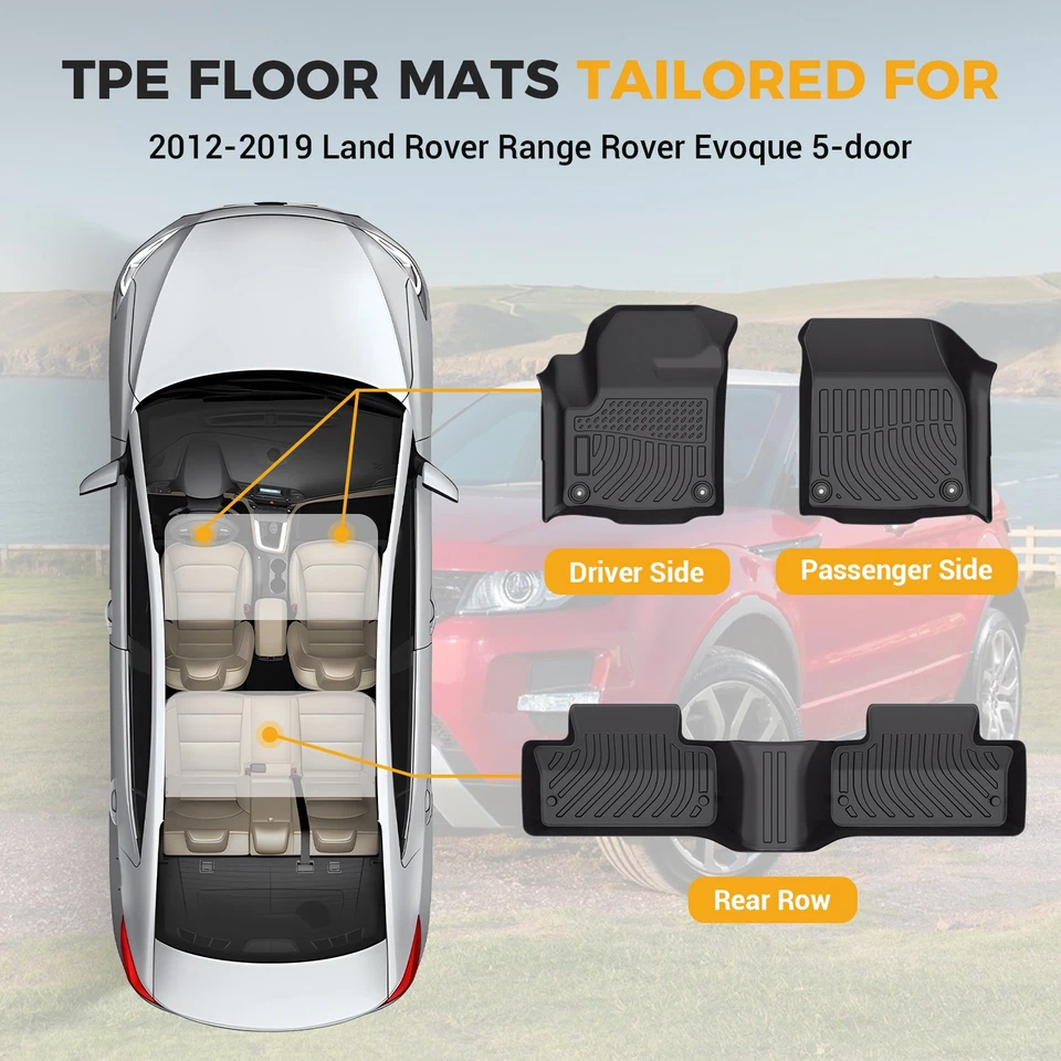 All Weather Floor Mats Liner Carpets For 2012-2019 Land Rover Range Rover Evoque - Image 3 of 4