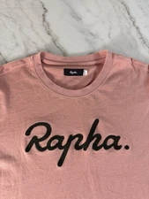 VERY RARE Rapha Men’s Pink Cotton Black Embroidered Logo T-Shirt Size XL