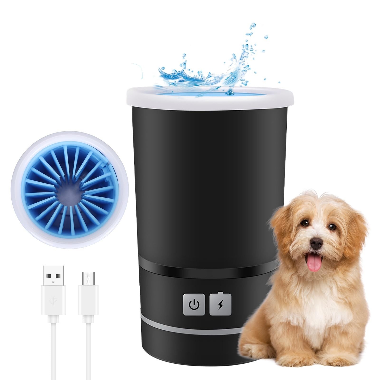 Automatic Dog Cleaner, Soft Electric Washer USB Rechargeable Portable Cleaner...