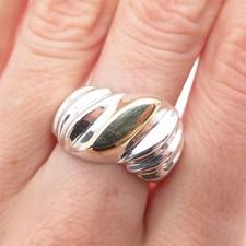925 Sterling Silver 2-Tone Vintage Mexico Modernist Ring Size 8