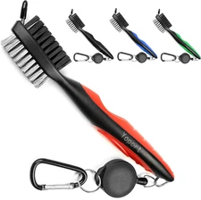 ® Golf Club Brush and Club Groove Cleaner 2 Ft Retractable Zip-Line Aluminum Car