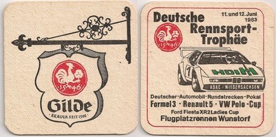 Gilde, Hanover - Old Beer Mat ''German Racing Trophy 1983''