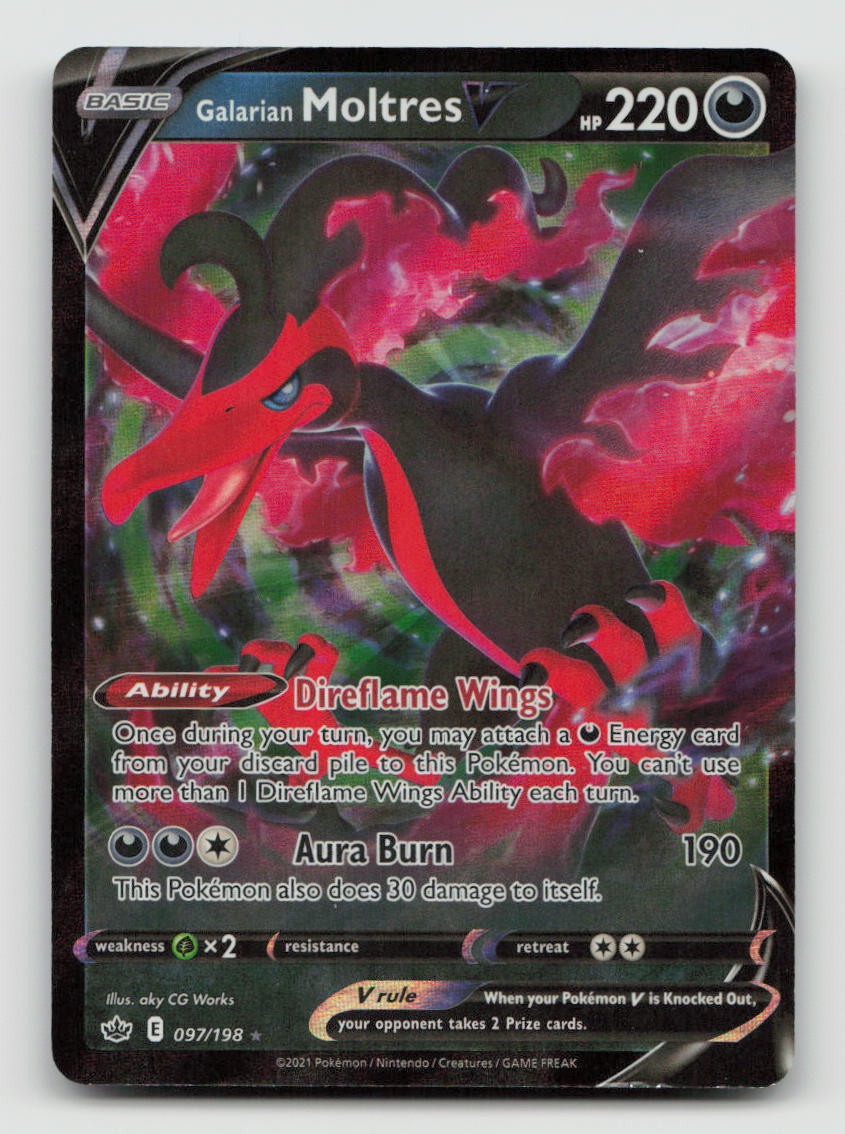 GALARIAN MOLTRES V 097/198 HOLO V Rare Pokemon CHILLING REIGN