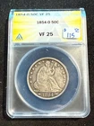 1854 O SEATED LIBERTY HALF DOLLAR ANACS VF 25 997