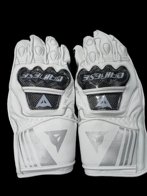 Dainese Druid 3 Motorcycle White Leather Gloves